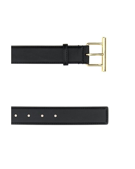 McQueen Black Calf Leather Belt With Logo
