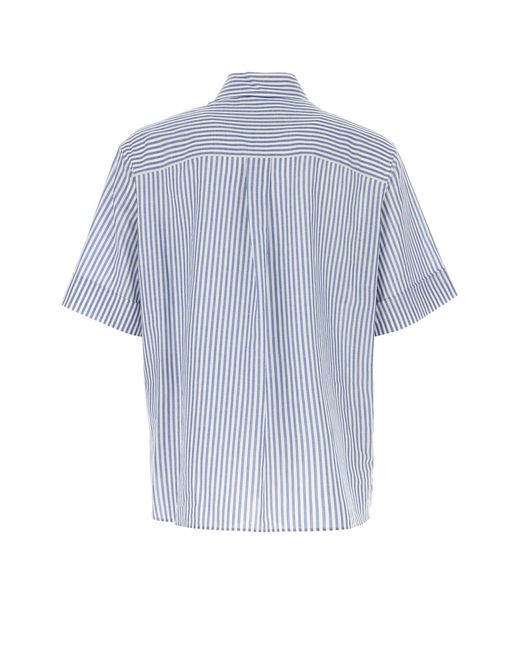 Valentino Garavani Blue Embroidered Cotton Blend Shirt for men