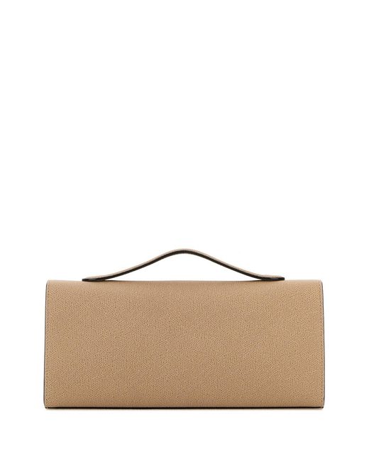 Valextra Brown Beige Leather Iside Handbag