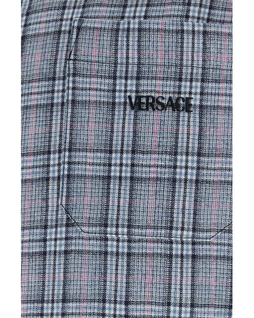 Versace Blue Regular Checks Shirt for men