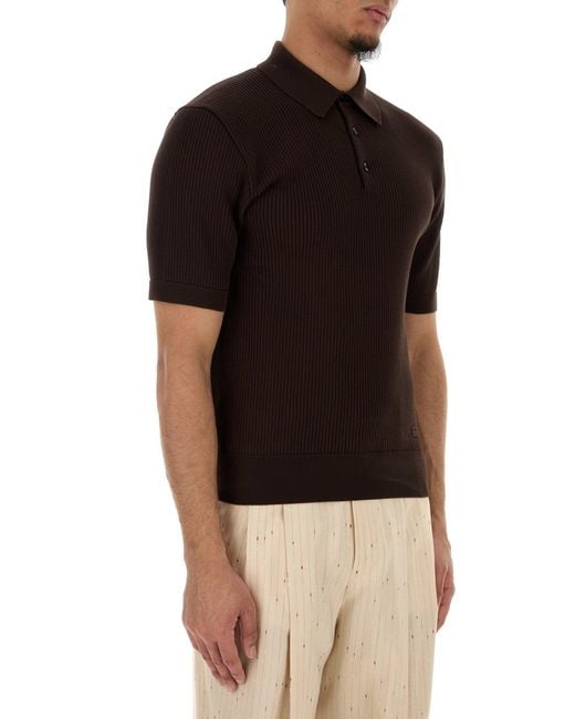 Dolce & Gabbana Black Dark Brown Cotton Polo Shirt for men