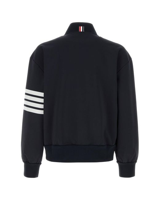 Thom Browne Blue Midnight Stretch Viscose Blend Bomber Jacket for men