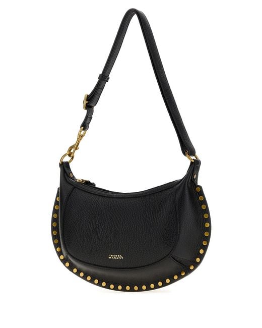 Isabel Marant Black Leather Oskan Moon Crossbody Bag