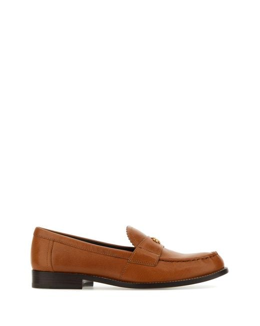 Tory Burch Brown Camel Leather Loafers