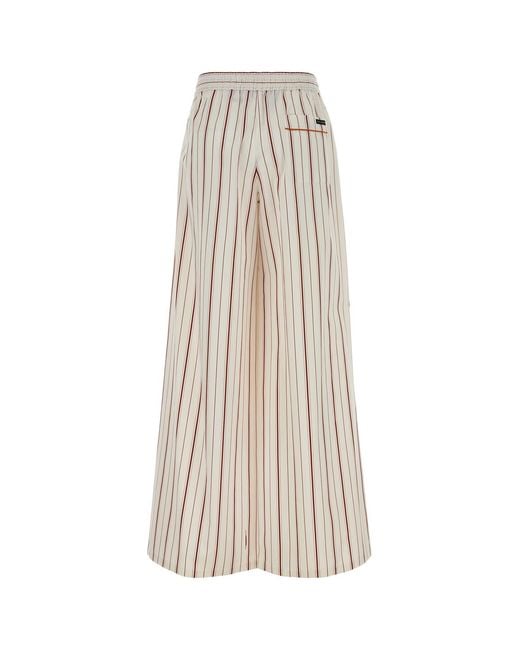 Dolce & Gabbana White Embroidered Poplin Wide-leg Pant
