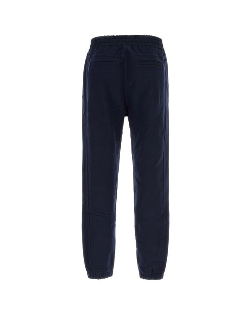 Pantalone jogging in cotone blu scuro di Saint Laurent in Blue da Uomo