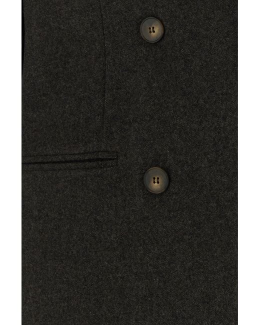 LE SULLY STUDIO Black Dark Brown Stretch Wool Blend Blazer