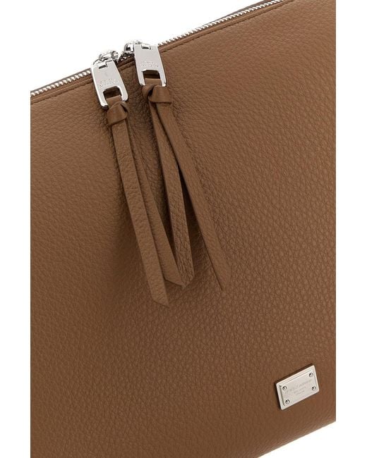 Dolce & Gabbana Brown Camel Leather Vittoria Handbag for men