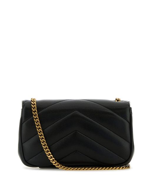 Borsa a tracolla LouLou mini in pelle nera di Saint Laurent in Black