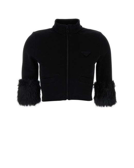 Giubbino in misto cotone nero di Prada in Black
