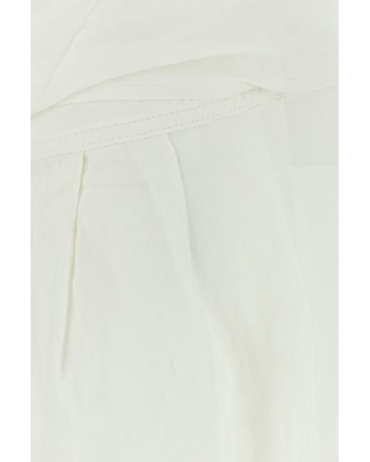 Lois White Viscose Blend Sage Wide-leg Pant