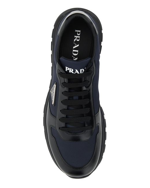 Sneakers Prax 2.0 bicolor in nylon e pelle di Prada in Black da Uomo