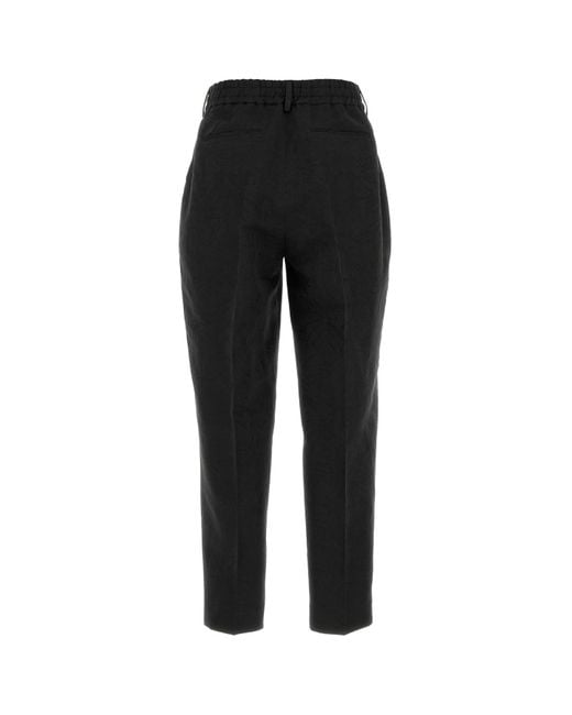 PT Torino Black Linen Pant