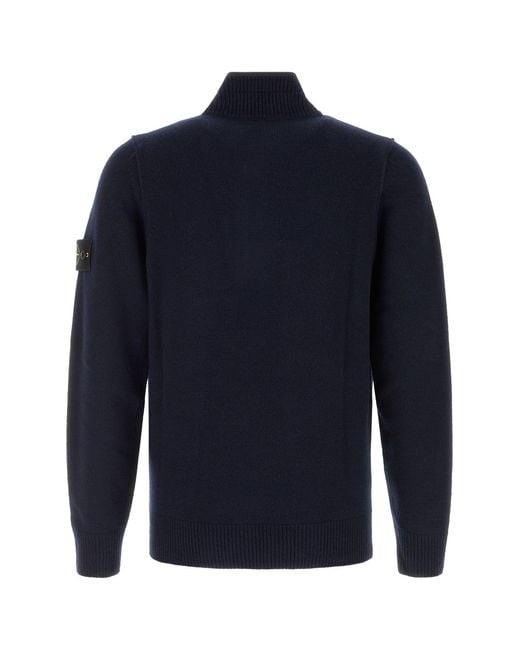 Stone Island Midnight Blue Wool Blend Sweater for men