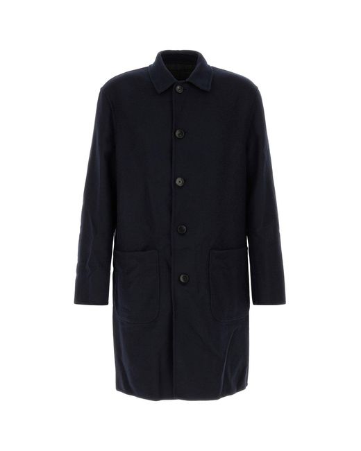 Etro Navy Blue Wool Blend Reversibile Coat for men