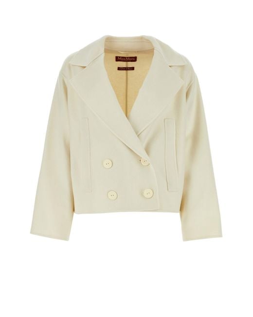Max Mara White Cappotto Caban Celso