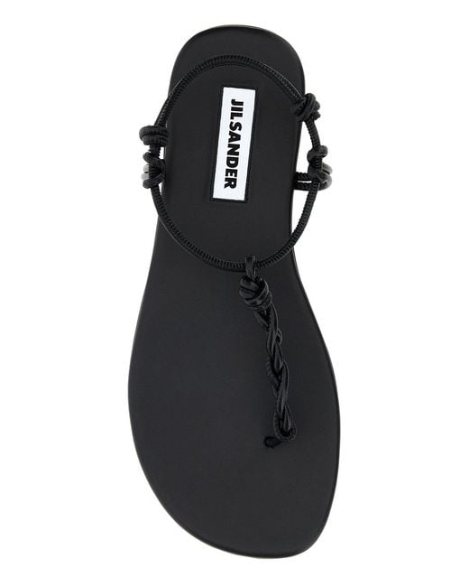 Jil Sander Black Leather Tangle Sandals