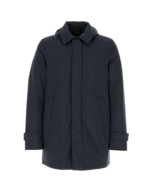 Herno Navy Blue Polyester Down Jacket for men