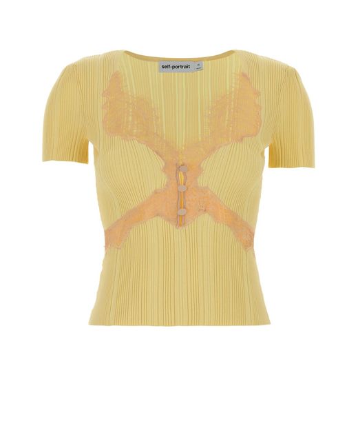 Self-Portrait Yellow Knit Top