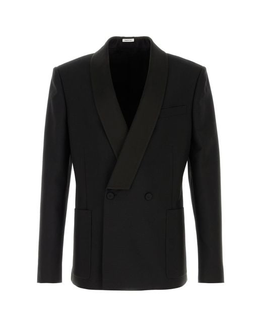 McQueen Black Wool Blend Blazer for men