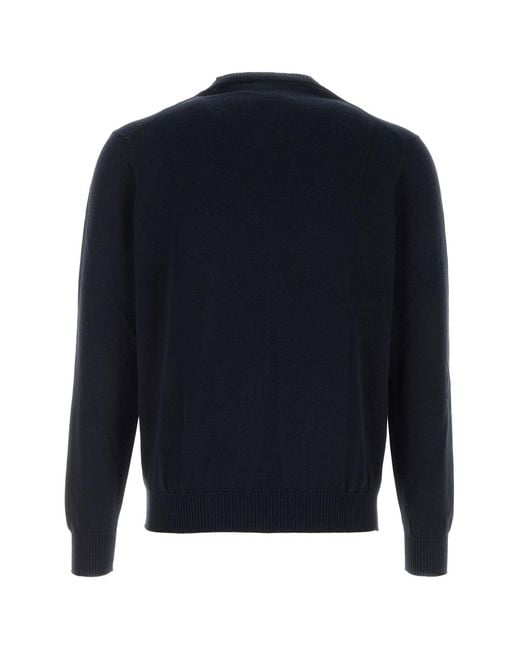 Fedeli Navy Blue Cotton Sweater for men