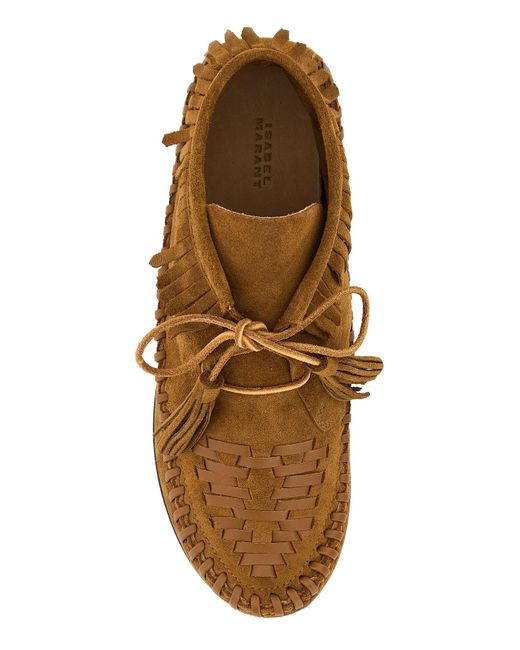 Scarpe stringate Felsa in pelle scamosciata cammello di Isabel Marant in Brown