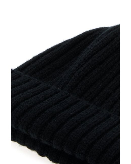 Fedeli Black Cashmere Beanie Hat for men