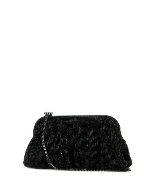 Benedetta Bruzziches Black Rhinestones Knit Venus La Grande Clutch