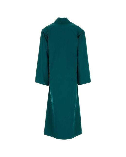Alaïa Green Petrol Blue Poplin Over Coat
