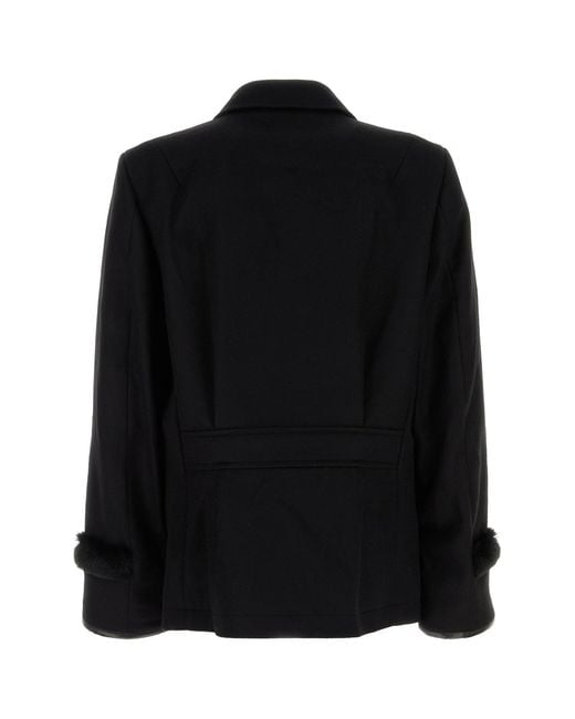 Random Identities Black Wool Blend Coat for men