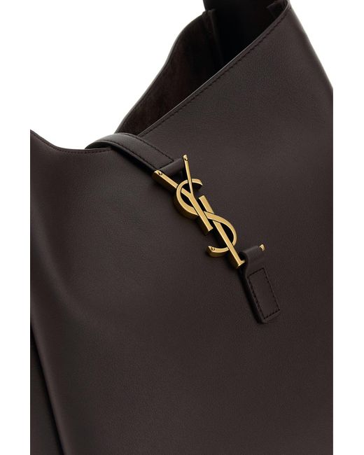 Borsa a spalla Le 5 à 7 grande in pelle prugna di Saint Laurent in Black