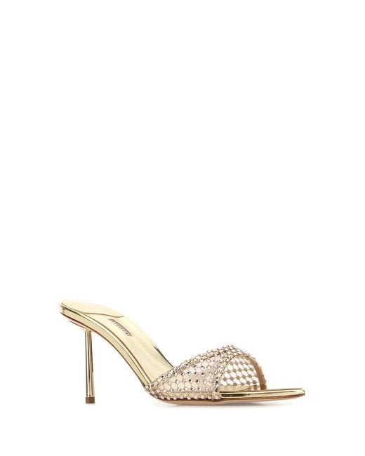 Le Silla Natural Embellished Mesh Gilda Mules