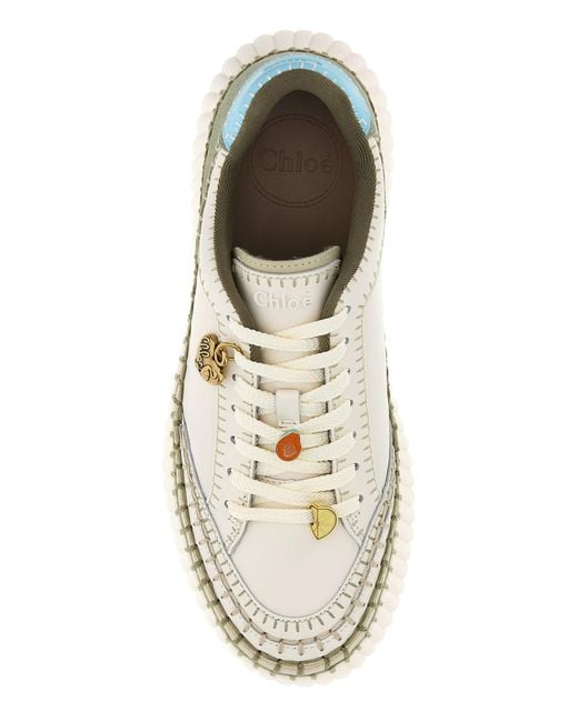 Chloé White Ivory Leather Nama Sneakers