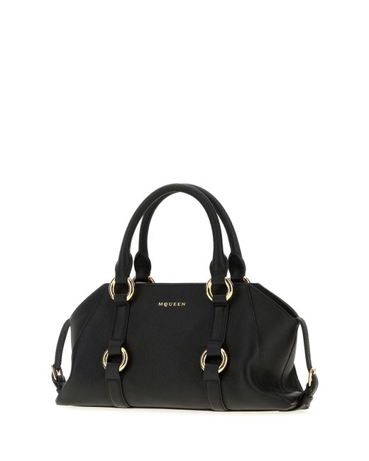 Borsa a mano Farringdon piccola in pelle nera di Alexander McQueen in Black
