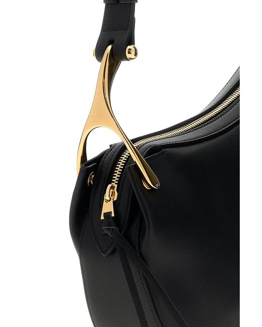 McQueen Black Leather Wishbone Shoulder Bag