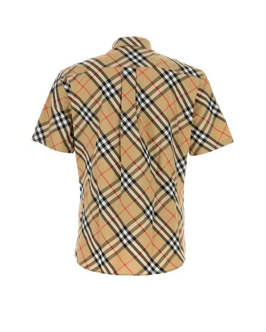 Camicia in popeline stampato di Burberry in Multicolor da Uomo