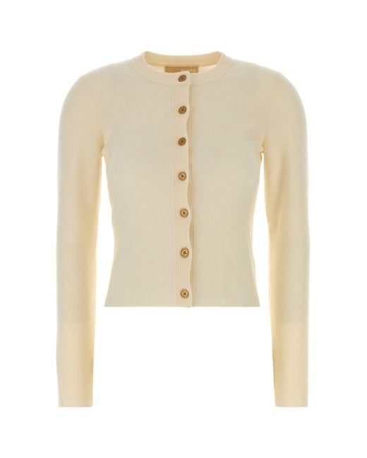 MICHAEL Michael Kors White Cream Stretch Wool Blend Cardigan