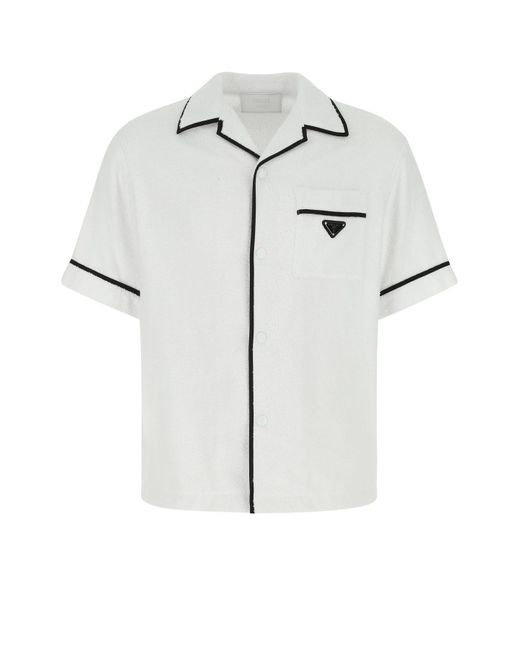Prada Cotton Terry Shirt in White for 