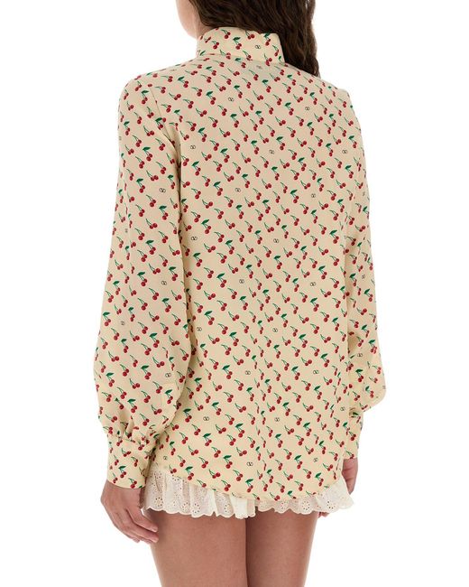 Valentino Garavani Natural Printed Crepe Shirt