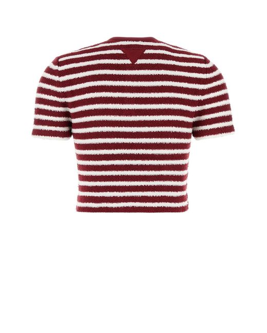 Polo in spugna ricamata di Prada in Red