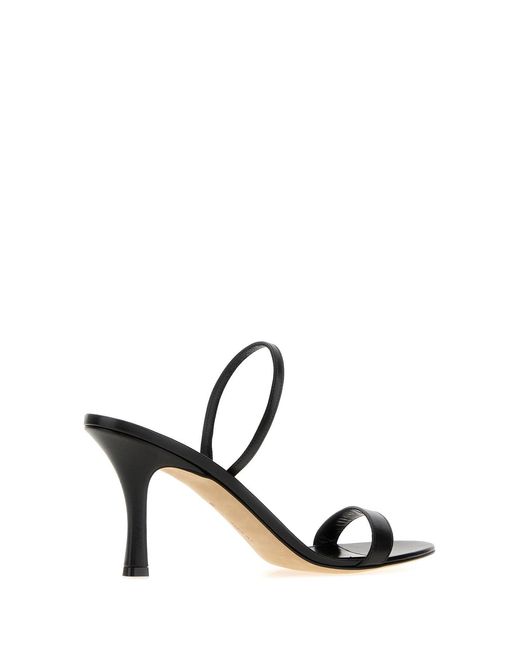 The Row Black Leather Ella Sandals