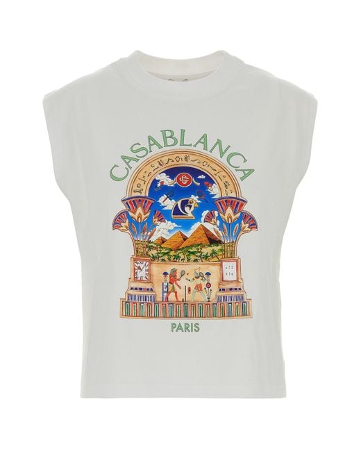 Casablanca White Cotton Tank Top