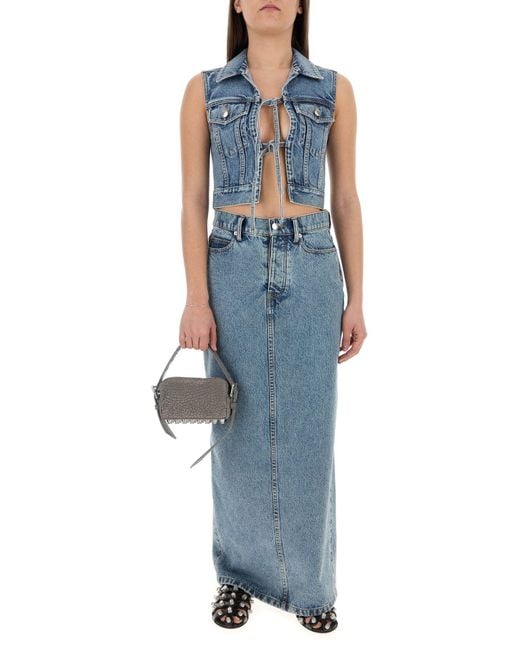 Alexander Wang Embellished Denim Vest in Blue | Lyst
