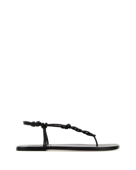 Jil Sander Black Leather Tangle Sandals