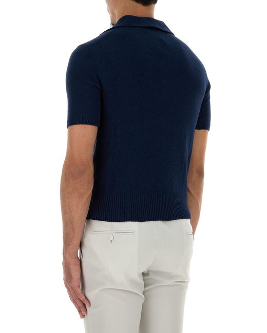 Dolce & Gabbana Blue Solid Shirt Collar Polo for men