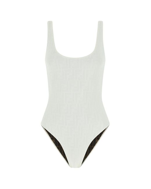 Fendi Synthetic Ivory Stretch Nylon Swimsuit Fe in White | Lyst