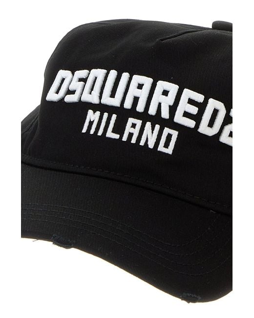 DSquared² Black Cotton Baseball Cap for men