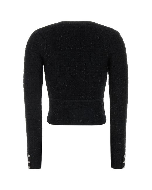 Alessandra Rich Black Boucle Cardigan