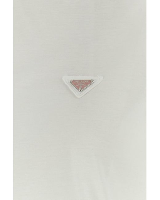 T-shirt in cotone bianco di Prada in White