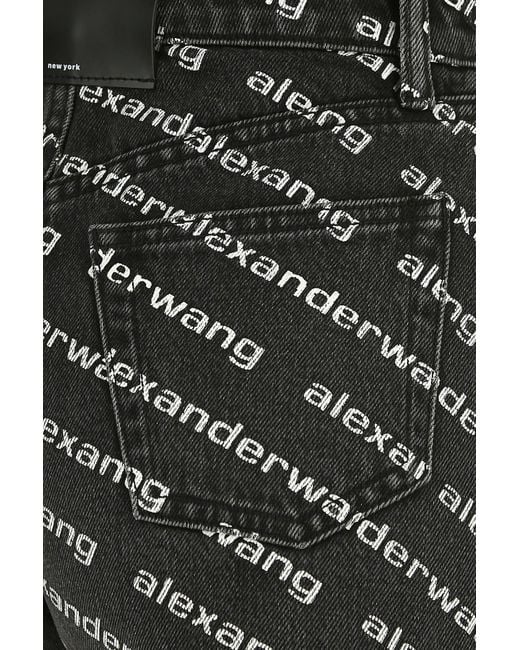 Shorts in denim stampato di Alexander Wang in Black